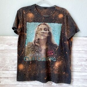 Delirium Ellie Goulding black distressed bleach dyed band tee shirt